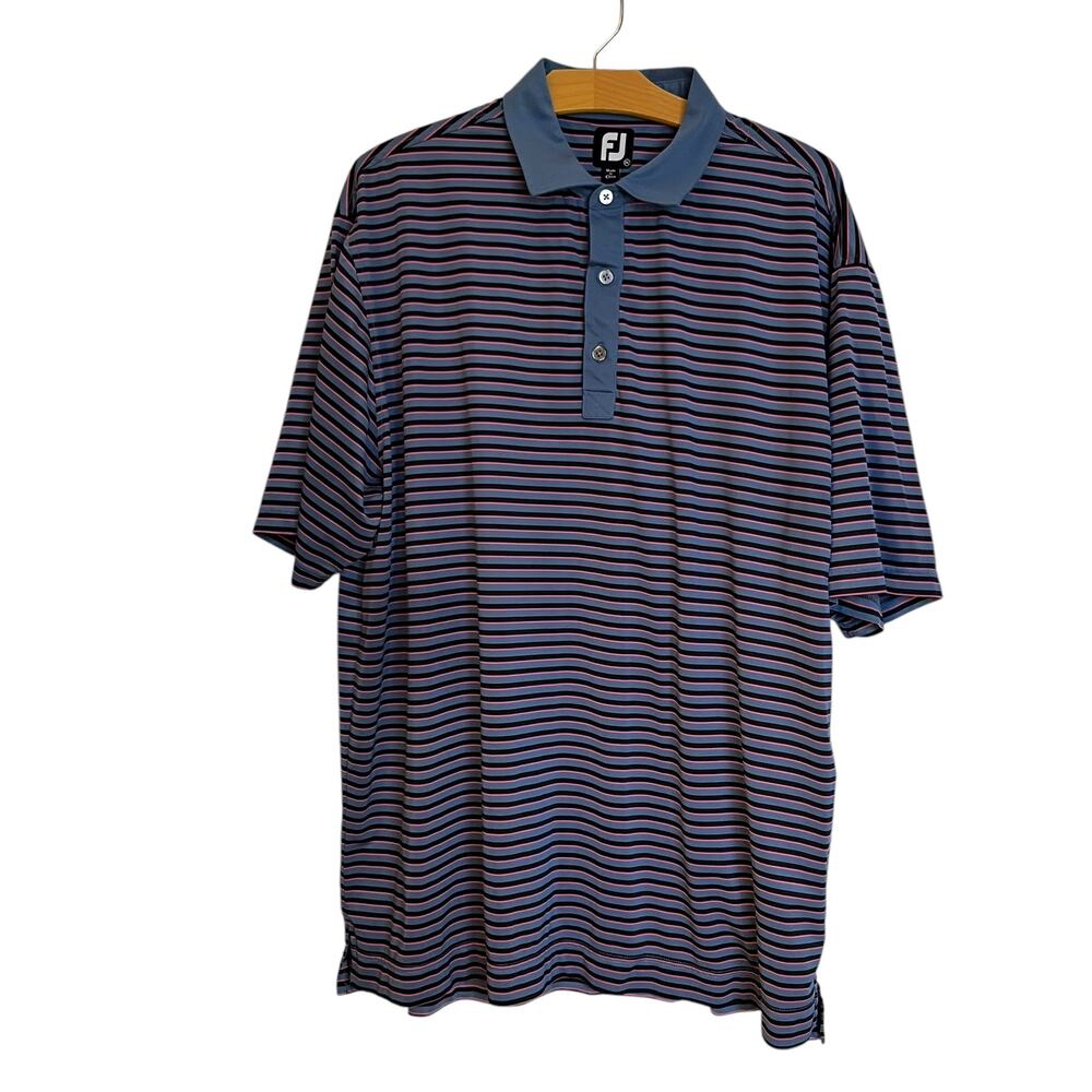 Footjoy Golf Polo Shirt Super Stretch Baby Pique Multi Stripe Self Collar 2XL